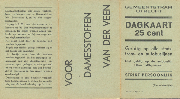 Dagkaart GTU Utrecht vrouw