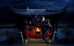 donkere-achtergrond-met-twee-vechtende-ninjas