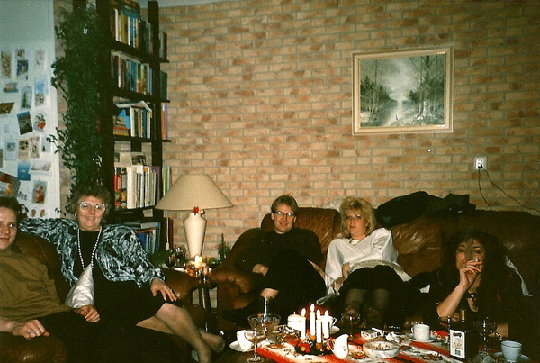 Jan, Tiny, Peter en Margit, en Annelien in Rhoon.