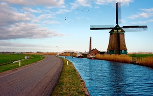 dutch-windmill-river-landscape-wallpaper