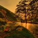 river_lighting_trees_evening_beams_shadows_mountains_reflection_5