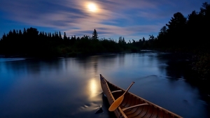 boat_oar_coast_lake_decline_calm_serenity_twilight_48432_1600x900