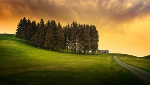 227622-nature-landscape-trees-hill-clouds-grass-field-house-road-