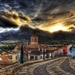 architecture_streets_mountains_old_sky_sunset_road_clouds_houses_