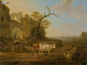 900_Landschap met vee bij een ruine