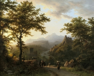 1851_Горный пейзаж на закате (A mountainous l