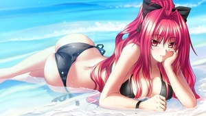 anime-manga-black-hair-pink-hair-hair-bikini-swimwear-clothing-Sh