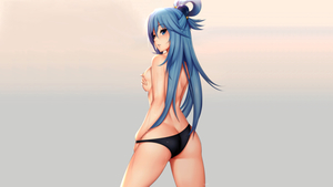 long-hair-sideboob-panties-anime-girls-simple-background-Aqua-Kon