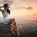 sunlight-women-outdoors-women-model-sunset-rock-brunette-barefoot