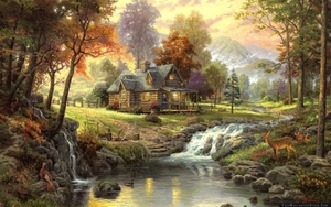57466_landscape_painting_art_house_forest_river_animals_48072_256