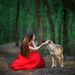 friendship-girl-dog-forest-red-dress1195