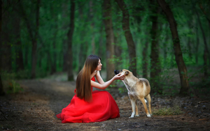 friendship-girl-dog-forest-red-dress1195