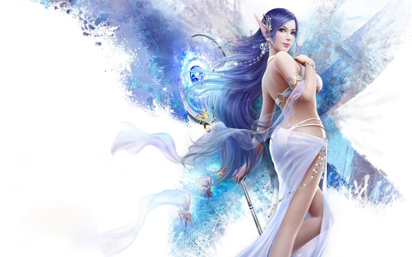 Elegant-girl-with-long-blue-hair-fantasy-Anime-Wallpapers-for-Des