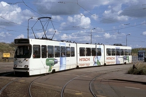 Hitachi tram 3030 aan het Noorderstrand 05-09-1993