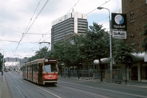 Strandexpres tram op de Kalvermarkt.19-06-1988