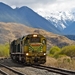 De kolentrein van Kiwi Rail nadert Cass in Nieuw Zeeland op 25 se