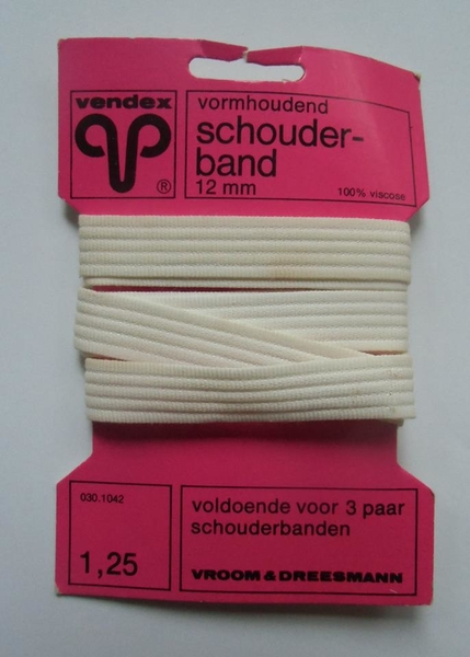 Vendex vormhoudend schouderband, een product van V&D uit vroeger 