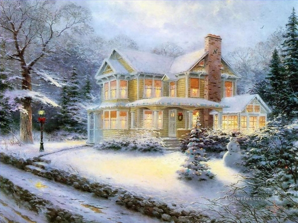 4-Victorian-Christmas-III-Thomas-Kinkade-snowing