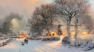 Village-In-Winter-Painting-Travel-HD-Wallpapers