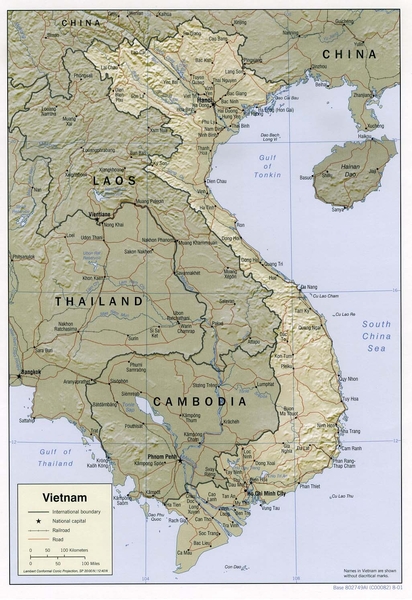 kaart  Vietnam en Cambodja