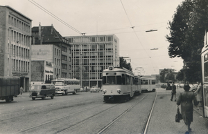 Köln 1151+1254+1154, lijn P naar Zundorf, Neumarkt 07-1958