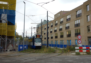 Amsterdamse tramlijn 19 (voorheen 9) in Diemen 821 op 27 oktober 