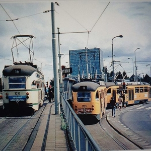 1010+1153 Den Haag met Tram,s achtergrond Rijswijkscheplein rond 
