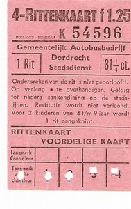 Dordrecht 4 Rittenkaart ƒ 1,25