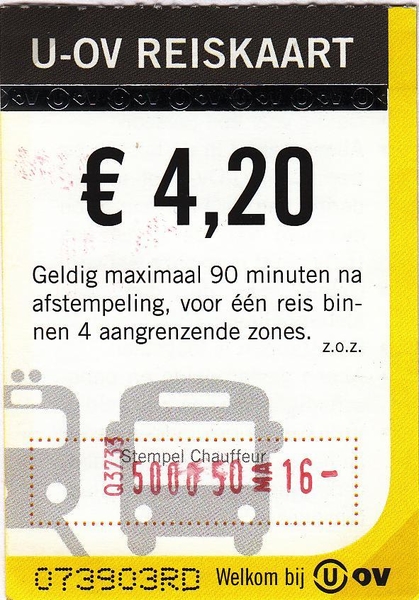 U-OV reiskaart € 4.20