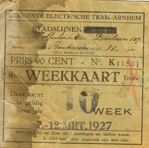 Weekkaart Trams Arnhem