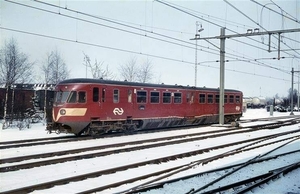 Maart 1971 staat DE1 26 in de sneeuw in Zutphen.