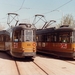 606 en 608 op lijn 9 op de Burgemeester Oudlaan. 21 april 1985.