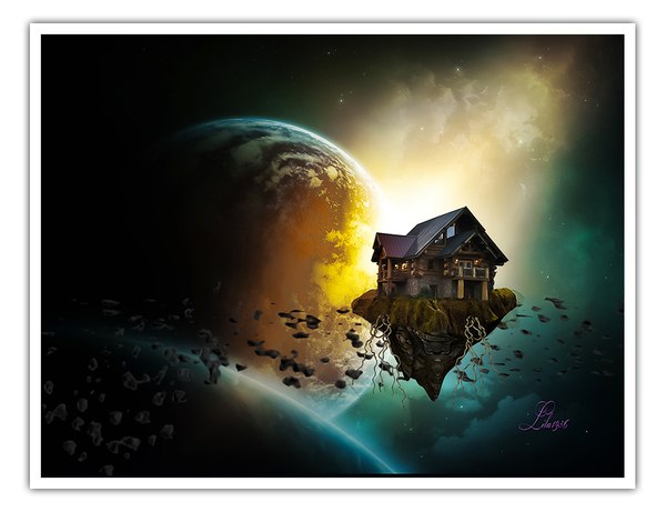 Photomanipulation 'La maison dans l'espace' avec Photoshop Extend