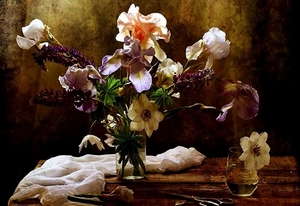 schilderen-stilleven-bloemen-boeket-achtergrond