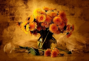 stilleven-schilderen-bloemen-gele-achtergrond