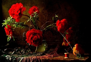 stilleven-tuin-rozen-rode-schilderen-achtergrond