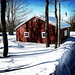 huis-sneeuw-winter-cabane-a-sucre-achtergrond