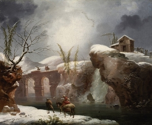 francesco_foschi_-_a_winter_landscape_with_travellers_by_a_river