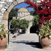 griekenland-boog-architectuur-kamerplant-achtergrond