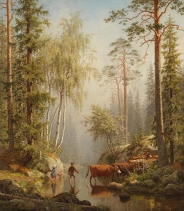 carl_ba_gh___in_the_woodland_stream__1872_