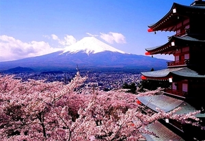 japanse-architectuur-bergen-bloemen-pagode-achtergrond