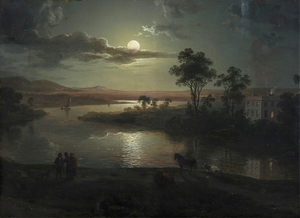 abraham_pether_-_evening_scene_with_full_moon_and_persons__1801_