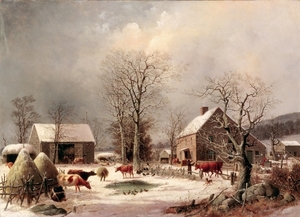 farmyard_in_winter_by_george_henry_durrie__1858