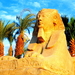 oudheid-beeldhouwwerk-standbeeld-zand-achtergrond