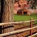 herfst-landschap-hek-houten-huis-achtergrond