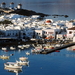 griekenland-haven-boot-town-achtergrond