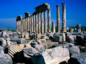 oude-romeinse-architectuur-geschiedenis-ruines-syrie-achtergrond