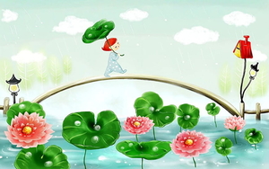 bloemen-illustratie-waterlelie-aquarel-verf-achtergrond