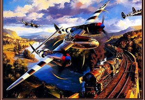 geschilderde-vliegtuigen-schilderen-poster-achtergrond