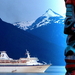 alaska-bergen-totempaal-schip-achtergrond